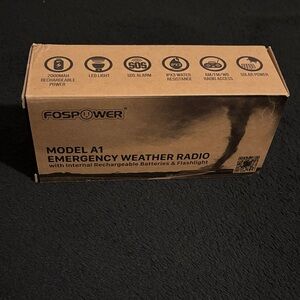 Black Emergency Weather Radio with Rechargeable Battery